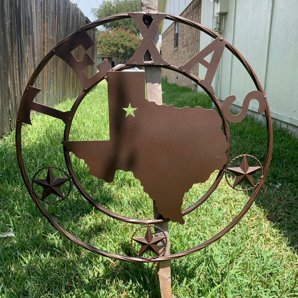 24" State of Texas Map Metal Wall Art Western Home Decor Vintage Rustic Bronze Copper New