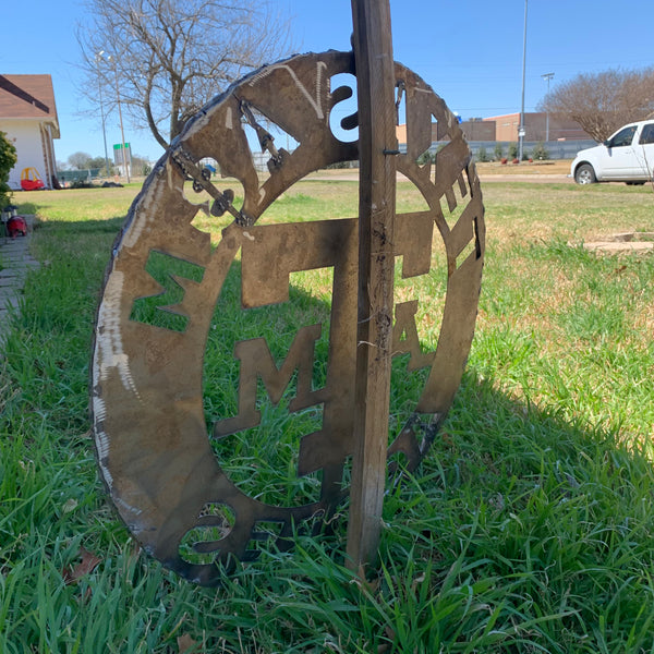 24" TEXAS A&M WIDE BAND RAW METAL CUSTOM VINTAGE CRAFT WALL ART TEAM SIGN HANDMADE