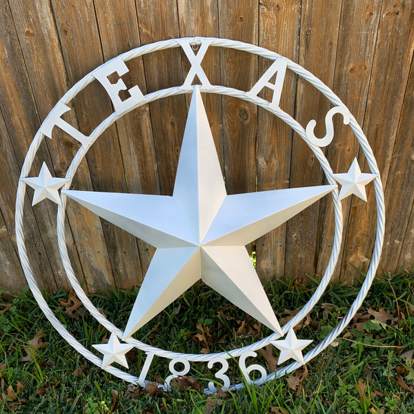 24", 32", 36", 40", 44", 50" WHITE TEXAS 1836 BARN STAR METAL ART WESTERN HOME DECOR VINTAGE RUSTIC NEW ART