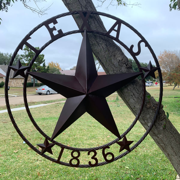 36" TEXAS 1836 BROWN BARN STAR METAL ART WESTERN HOME DECOR VINTAGE RUSTIC CRAFT ART