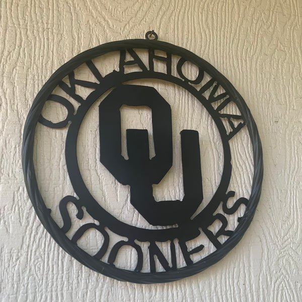 12", 18", 24", 32" OU OKLAHOMA SOONERS RUSTIC BLACK METAL CUSTOM VINTAGE CRAFT WALL ART TEAM SIGN HANDMADE