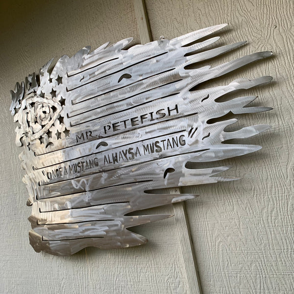 YOUR CUSTOM NAME TATTERED FLAG CUSTOM METAL VINTAGE CRAFT WALL ART HOME DECOR