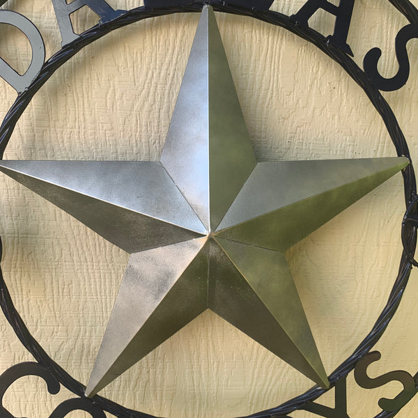 24" STAR & 34" STAKE DALLAS COWBOYS DECOR METAL ART WESTERN HOME WALL DECOR ALL SILVER & NAVY BLUE WITH 34" STAKE