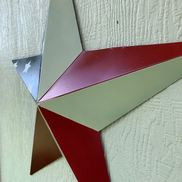 12",16",24",30",36" USA AMERICAN FLAG STAR STYLE #1 RED WHITE & BLUE METAL BARN STAR WALL ART HANDMADE STYLE# 1