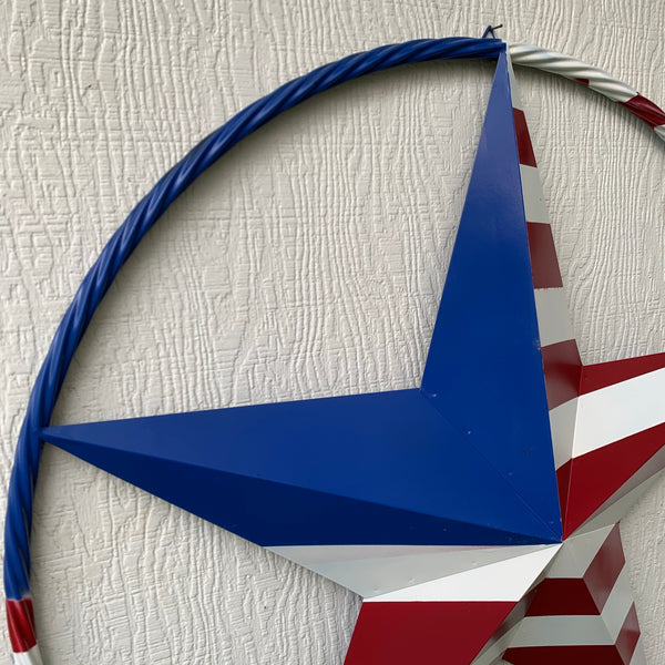 USA METAL STAR PLAIN WITHOUT SMALL STARS WITH RED WHT BLU RING Western Handmade 12",16",24",32"36",38",40",48"