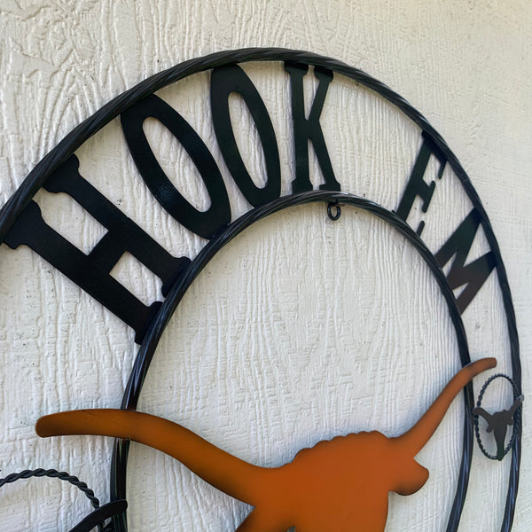 HOOKEM HORNS TEXAS LONGHORNS HOOK EM METAL CUSTOM VINTAGE CRAFT WALL ART TEAM SIGN HANDMADE