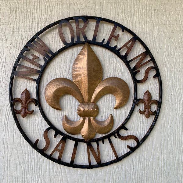 18", 24", 32" NEW ORLEANS SAINTS METAL SIGN WALL ART WESTERN HOME DECOR RUSTIC GOLD & BLACK ART NEW