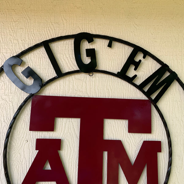 GIGEM AGGIES METAL CUSTOM VINTAGE CRAFT TEAM SIGN HANDMADE