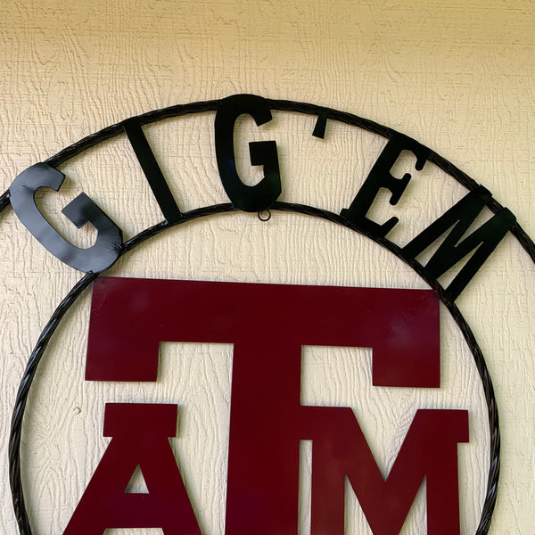 GIGEM AGGIES METAL CUSTOM VINTAGE CRAFT TEAM SIGN HANDMADE