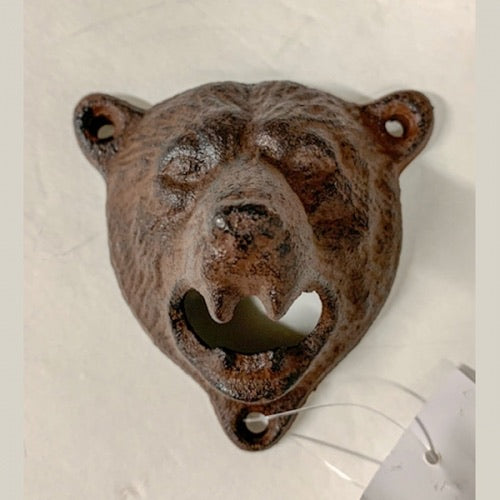 #SI_G125 BEAR HEAD BOTTLE OPENER CAST IRON METAL WESTERN HOME DECOR CRAFT