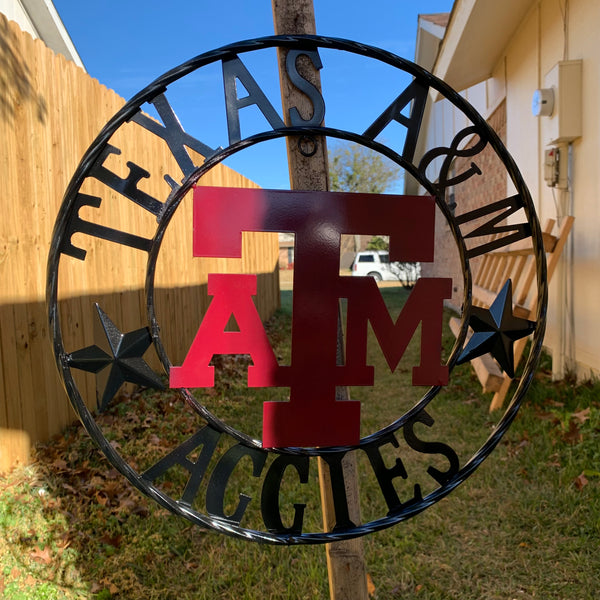 TEXAS A&M WITH STARS CUSTOM METAL VINTAGE CRAFT SIGN WALL ART TEAM SIGN HANDMADE