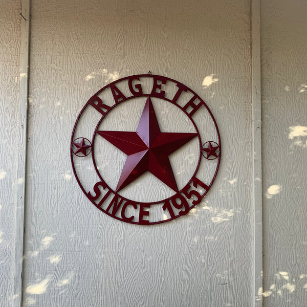 PHILLIPS STYLE YOUR CUSTOM STAR METAL NAME RUSTIC BURGUNDY RED PHILLIPS CUSTOM 3d STAR METAL NAME BARN STAR TWISTED ROPE RING DESIGN METAL WALL ART HOME DECOR ANY SIZE