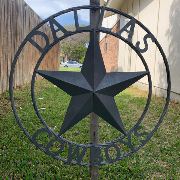 DALLAS COWBOYS RUSTIC GREY BARN LONE STAR CUSTOM METAL VINTAGE STAR WESTERN HOME DECOR