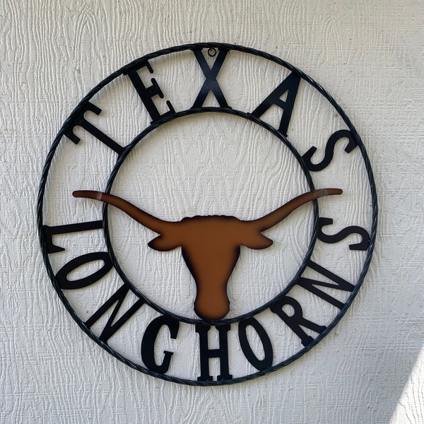 TEXAS LONGHORNS CUSTOM METAL VINTAGE CRAFT TEAM SIGN WESTERN HOME DECOR HANDMADE #EH90072