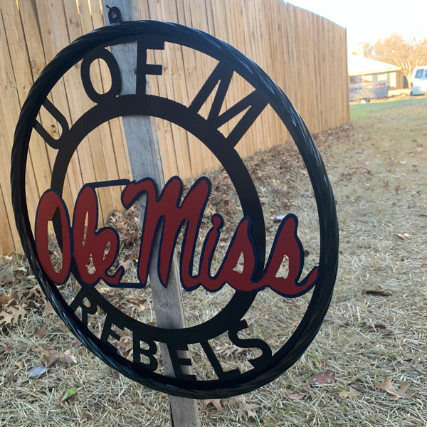 OLE MISS REBELS MISSISSIPPI METAL CUSTOM VINTAGE CRAFT TEAM SIGN HANDMADE