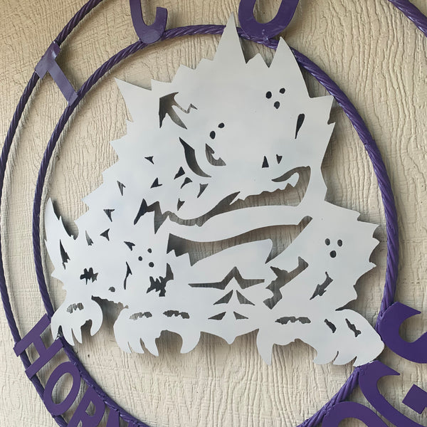 12",18",24",32",36" TCU HORNED FROGS CUSTOM METAL VINTAGE CRAFT TEAM SIGN HANDMADE