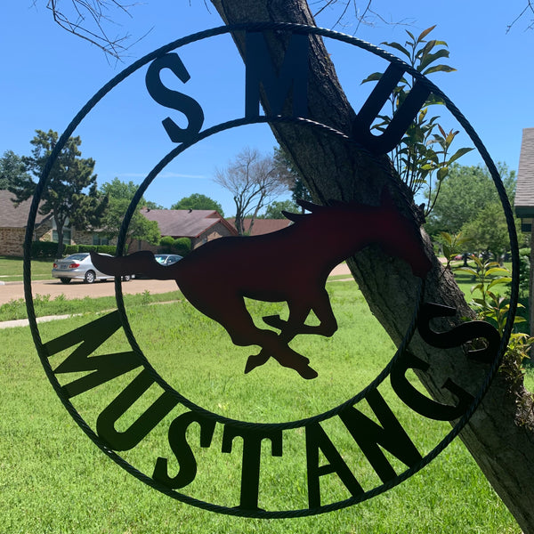 12",18",24",32",36" SMU MUSTANGS METAL CUSTOM VINTAGE CRAFT WALL ART TEAM SIGN HANDMADE