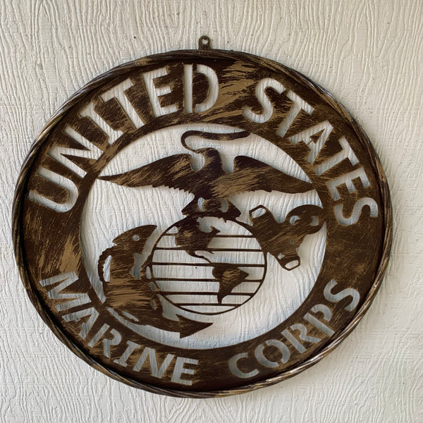 #EH10085 18",24",32" US MARINE CORPS MILITARY LASERCUT METAL PATRIOTIC WALL ART WESTERN HOME DECOR HANDMADE RUSTIC BRONZE COPPER