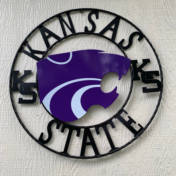 KANSAS STATE METAL CUSTOM VINTAGE CRAFT WALL ART TEAM SIGN HANDMADE