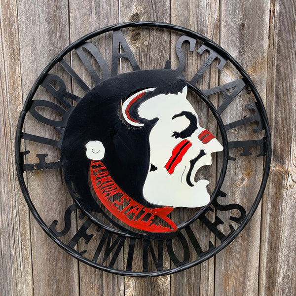 12", 18", 24", 32" FSU FLORIDA STATE SEMINOLES INDIAN LOGO METAL CUSTOM VINTAGE CRAFT TEAM SIGN