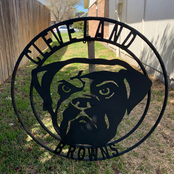 CLEVELAND BROWNS METAL CUSTOM VINTAGE CRAFT ART HANDMADE RUSTIC BLACK