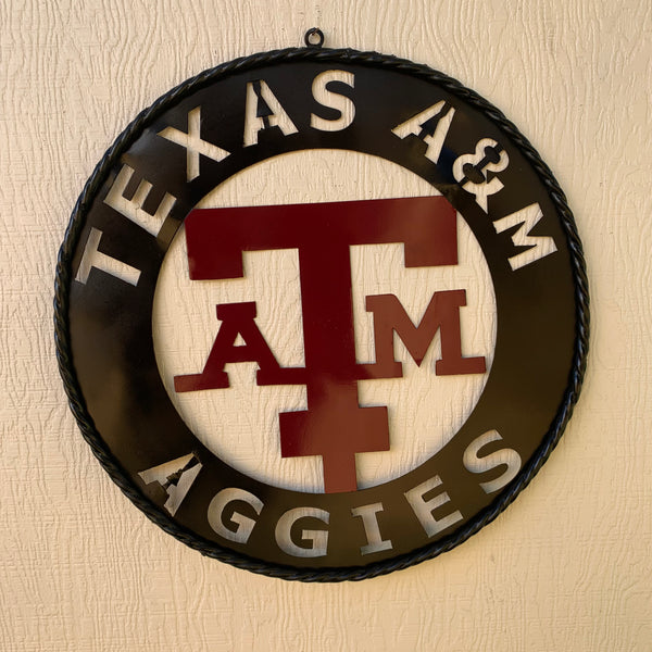 24" TEXAS A&M WIDE BAND RING CUSTOM METAL VINTAGE CRAFT SIGN TEAM HANDMADE