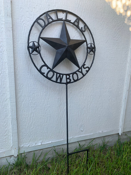 24" STAR & 34" STAKE DALLAS COWBOYS DECOR METAL ART WESTERN HOME WALL DECOR ALL RUSTIC BLACK STAR WITH 34" STAKE