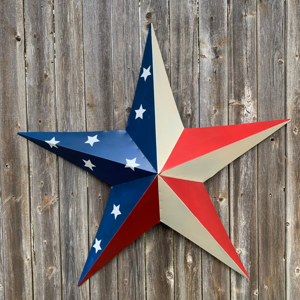 12",16",24",30",36" USA AMERICAN FLAG STAR STYLE #1 RED WHITE & BLUE METAL BARN STAR WALL ART HANDMADE STYLE# 1