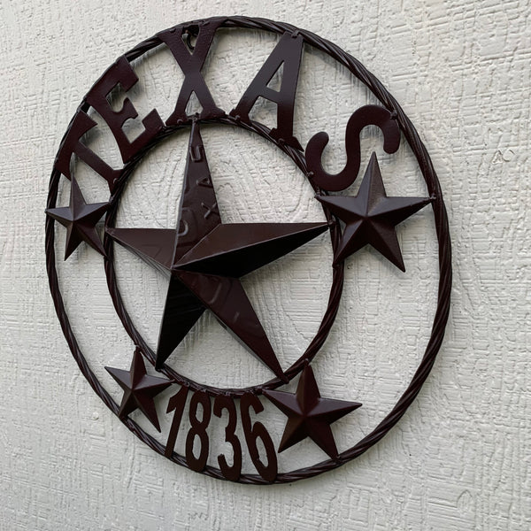 16",24",32",50" RUSTIC BROWN TEXAS 1836 BARN STAR METAL ART WESTERN HOME DECOR VINTAGE RUSTIC DARK BROWN NEW