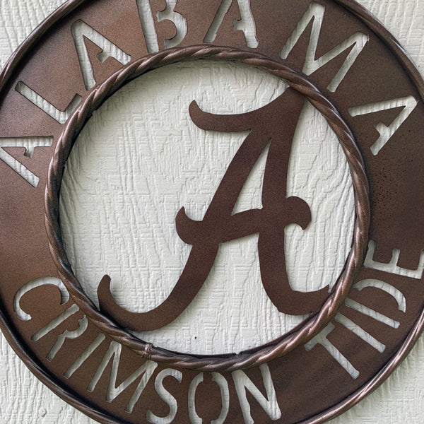 ALABAMA CRIMSON TIDE WIDE BAND RING CUSTOM METAL VINTAGE CRAFT TEAM SIGN HANDMADE
