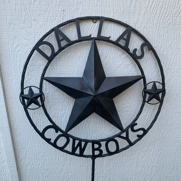 24" STAR & 34" STAKE DALLAS COWBOYS DECOR METAL ART WESTERN HOME WALL DECOR ALL RUSTIC BLACK STAR WITH 34" STAKE