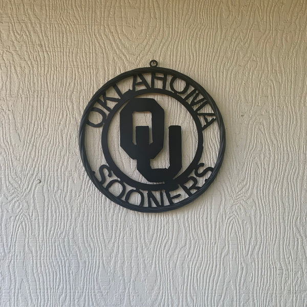 12", 18", 24", 32" OU OKLAHOMA SOONERS RUSTIC BLACK METAL CUSTOM VINTAGE CRAFT WALL ART TEAM SIGN HANDMADE