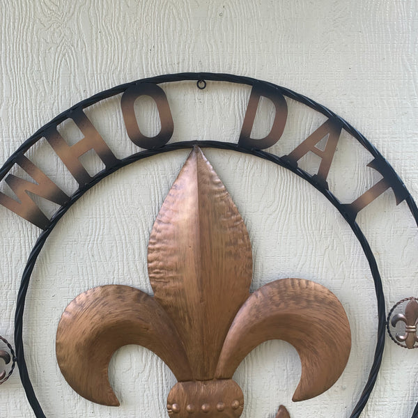 18", 24", 32" 36" WHO DAT NATION FLEUR DE LIS METAL WALL ART WESTERN HOME DECOR NEW