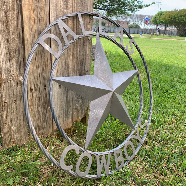 DALLAS COWBOYS RUSTIC GREY BARN LONE STAR CUSTOM METAL VINTAGE STAR WESTERN HOME DECOR