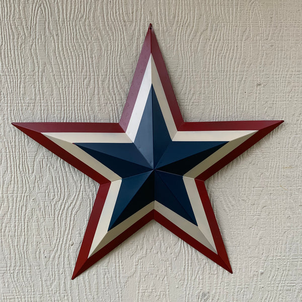 12",16",24",30",36" RED WHITE BLUE METAL BARN STAR METAL WALL ART HANDMADE