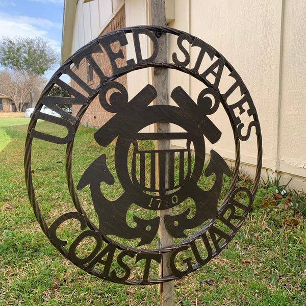 24" USA COAST GUARD MILITARY METAL WALL ART DECOR VINTAGE RUSTIC BRONZE WESTERN HOME DECOR NEW