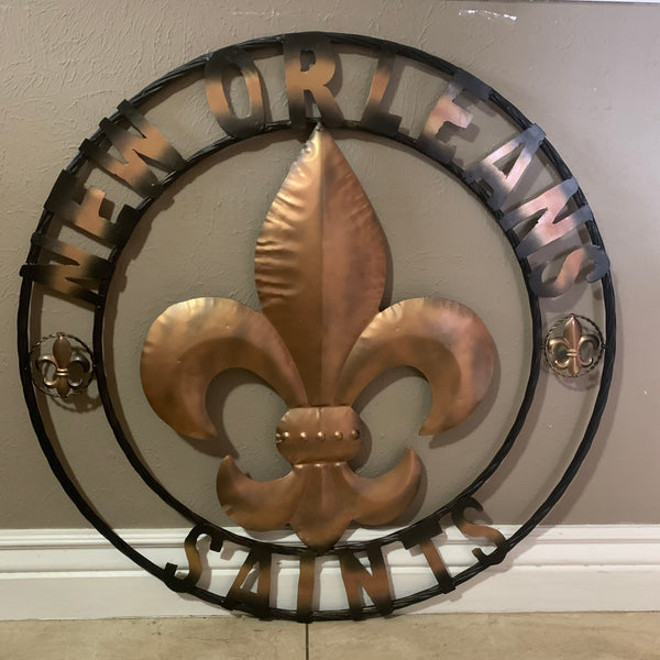 18", 24", 32" NEW ORLEANS SAINTS METAL SIGN WALL ART WESTERN HOME DECOR RUSTIC GOLD & BLACK ART NEW