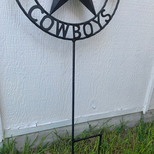 24" STAR & 34" STAKE DALLAS COWBOYS DECOR METAL ART WESTERN HOME WALL DECOR ALL RUSTIC BLACK STAR WITH 34" STAKE