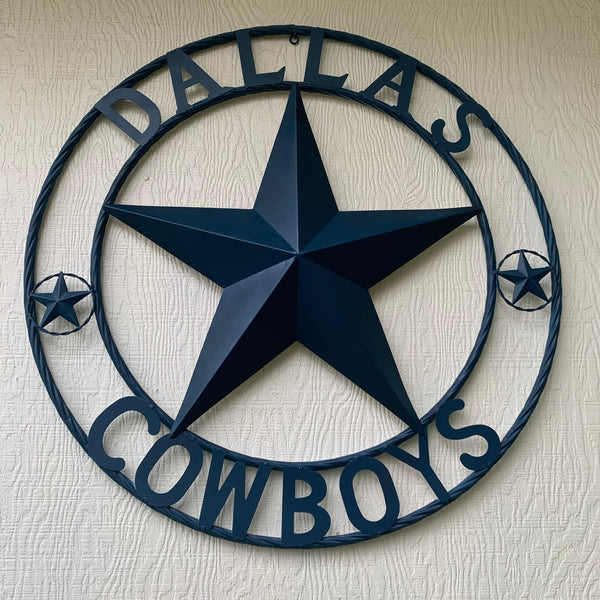 DALLAS COWBOYS NAVY BLUE BARN STAR METAL LONE STAR WESTERN HOME DECOR HANDMADE 24",32",36",40",42",44",46",50"
