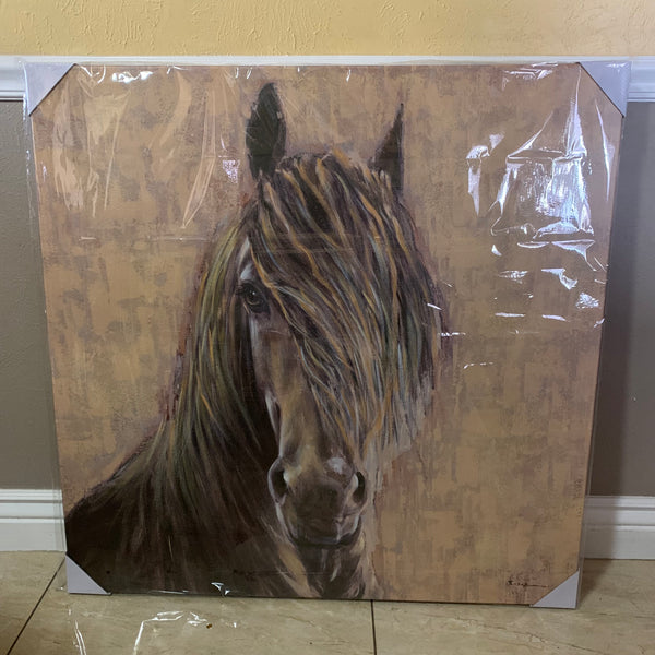 RA0056 36"x36" HORSE IN WIND CANVAS PAINTING PICTURE WESTERN COUNTRY HOME DECOR HANDMADE