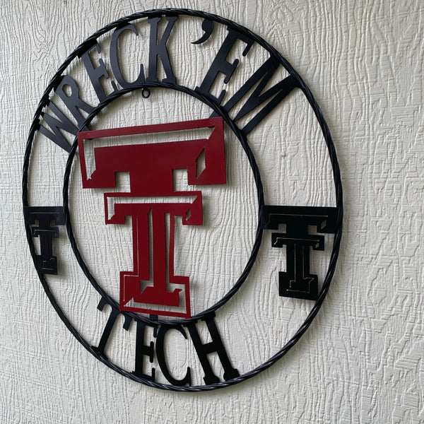 12", 18", 24", 32" WRECKEM TEXAS TECH METAL CUSTOM VINTAGE CRAFT TEAM SIGN HANDMADE