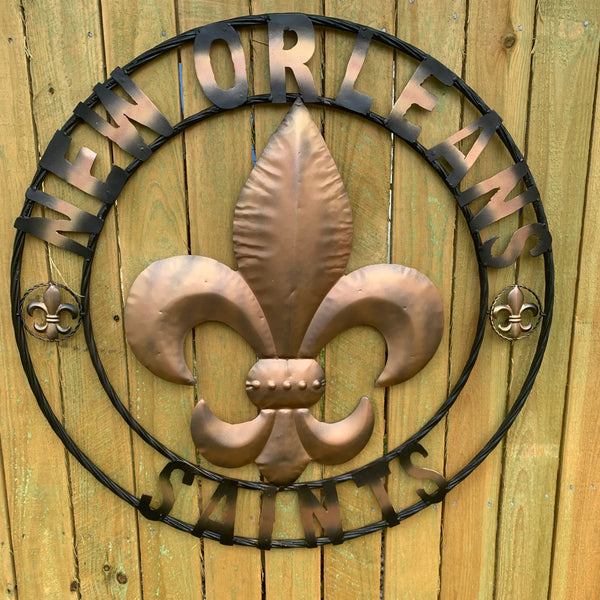 18", 24", 32" NEW ORLEANS SAINTS METAL SIGN WALL ART WESTERN HOME DECOR RUSTIC GOLD & BLACK ART NEW
