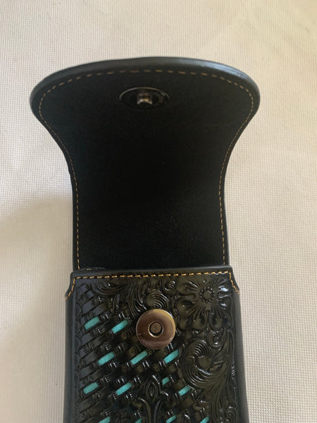 #LG_2006  7" PLAIN GENUINE LEATHER POUCH EXTRA LARGE  BELT LOOP HOLSTER CELL PHONE CASE UNIVERSAL OVERSIZE