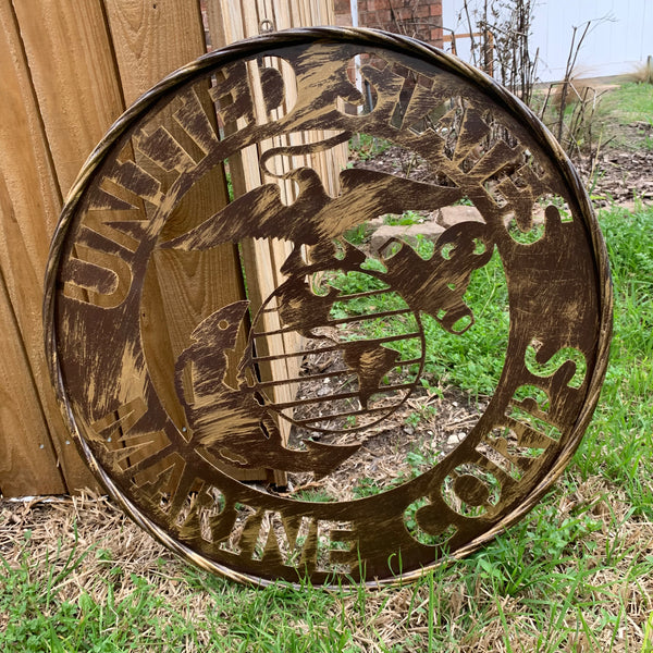 #EH10085 18",24",32" US MARINE CORPS MILITARY LASERCUT METAL PATRIOTIC WALL ART WESTERN HOME DECOR HANDMADE RUSTIC BRONZE COPPER