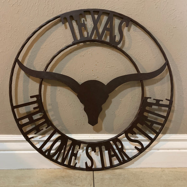 #DE22373 TEXAS THE LONE STAR STATE 24" LONGHORNS METAL WALL ART WESTERN HOME DECOR BRAND NEW