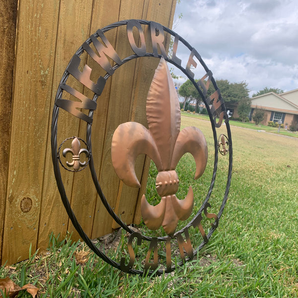 18", 24", 32" NEW ORLEANS SAINTS METAL SIGN WALL ART WESTERN HOME DECOR RUSTIC GOLD & BLACK ART NEW