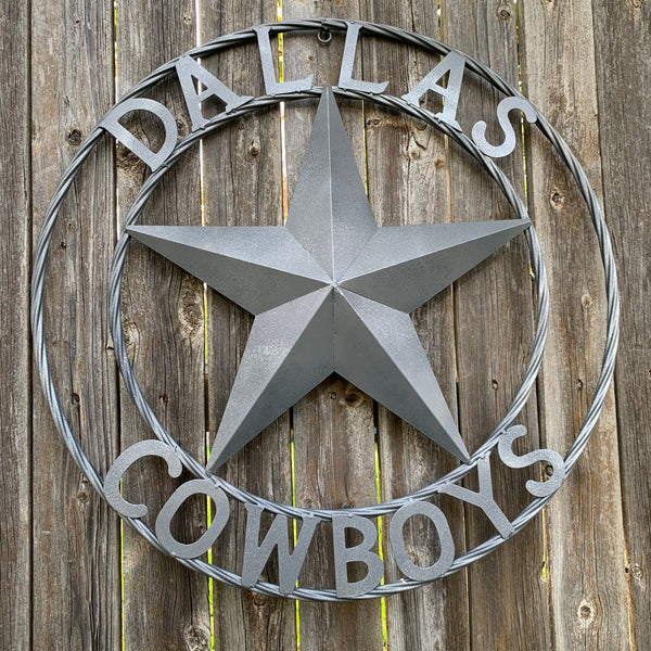 DALLAS COWBOYS RUSTIC GREY BARN LONE STAR CUSTOM METAL VINTAGE STAR WESTERN HOME DECOR