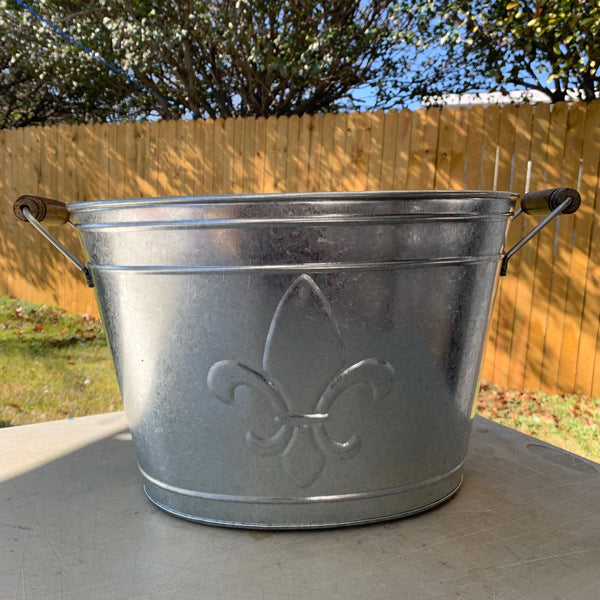 18" FLEUR DE LIS SILVER OVAL TUB WESTERN HOME DECOR METAL ART NEW #EH10399