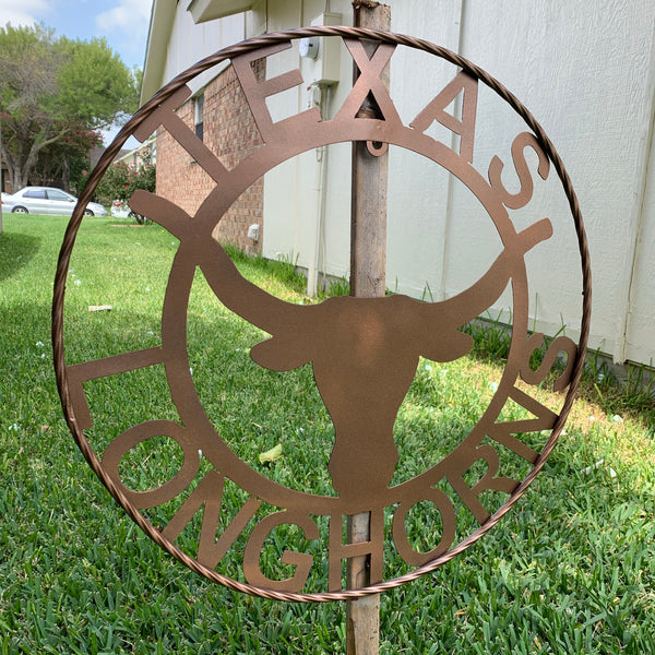40",44",50" TEXAS LONGHORNS CUSTOM METAL VINTAGE CRAFT SIGN TEAM ART WESTERN HOJME DECOR RUSTIC BRONZE