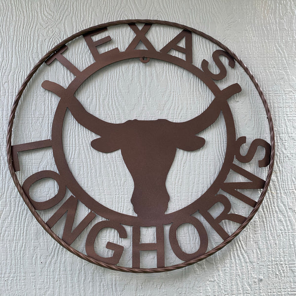 40",44",50" TEXAS LONGHORNS CUSTOM METAL VINTAGE CRAFT SIGN TEAM ART WESTERN HOJME DECOR RUSTIC BRONZE